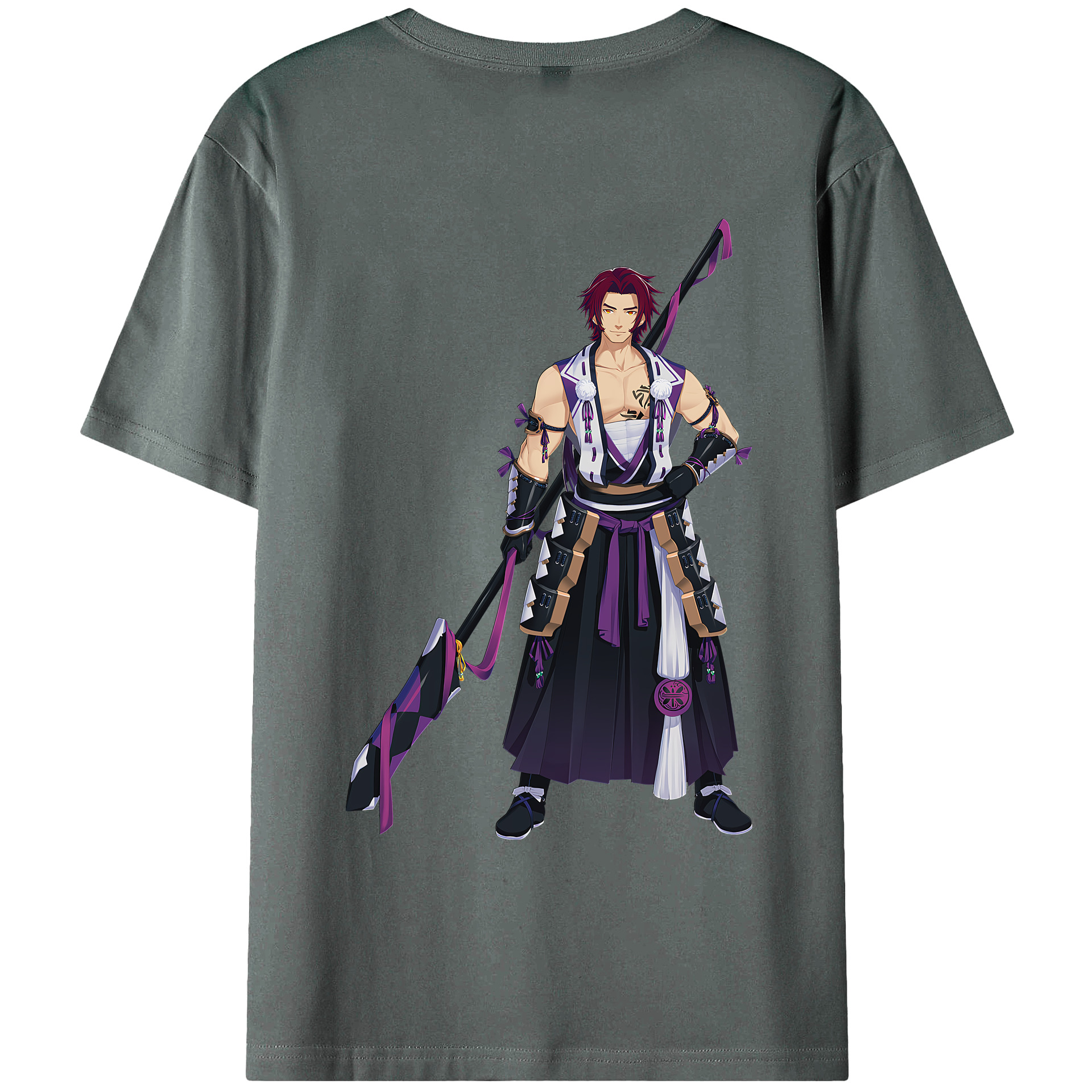 （画像用） 刀剣乱舞 Touken Ranbu 綿100％ メンズ半袖Tシャツ（バックプリント） 通気性